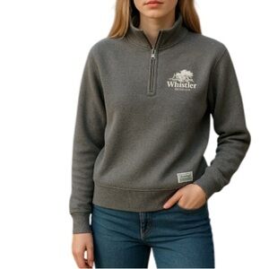 ROOTS Canada Heather Grey Whistler Quarter Zip Sweater Sweatshirt Gorpcore S